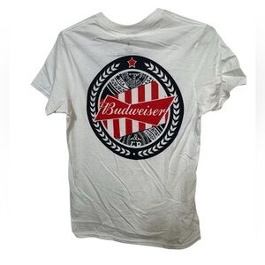 Retro Budweiser White & Red Classic Men's S Beer T-Shirt MINTY